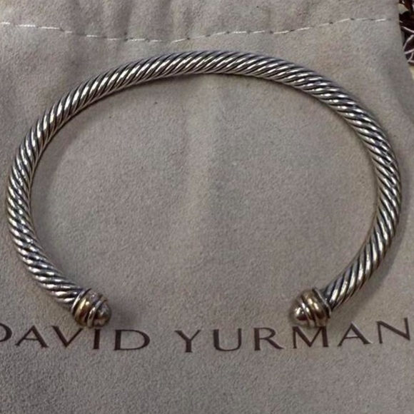 David Yurman Silver and Gold Cable Bracelet authentic size M 18k - Picture 1 of 4